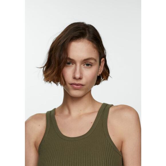 NWT Mango Combined Parachute Morrone Knit Mini Dress Olive Green Wome's Size XS - Picture 2 of 8